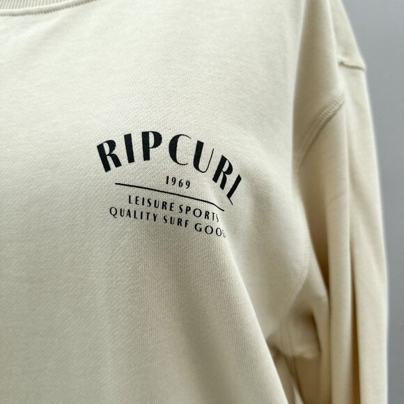 Ripcurl Run Swim Leisure Fleece Sweatshirt Long Sleeve Oversized Off White S NWT - Picture 7 of 16
